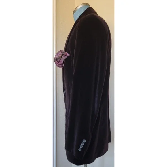ARNOLD BRANT Men's Velvet Burgundy 3 Front Pockets Split back Blazer Size 44R - Picture 2 of 10